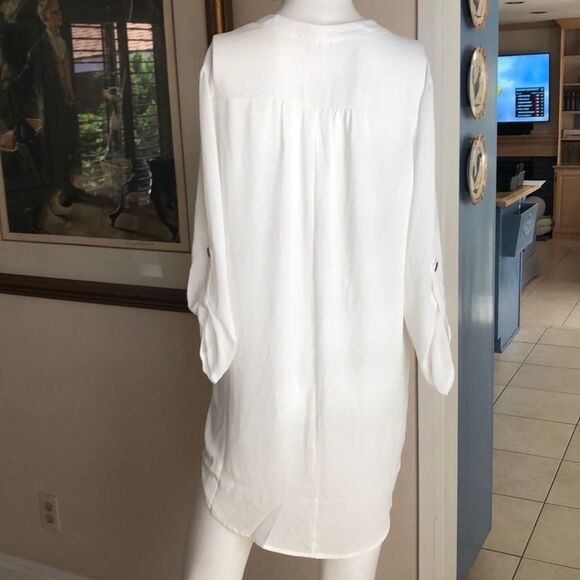 Lush White 3/4 Sleeve Collared Blouse Sz Small - Picture 6 of 8
